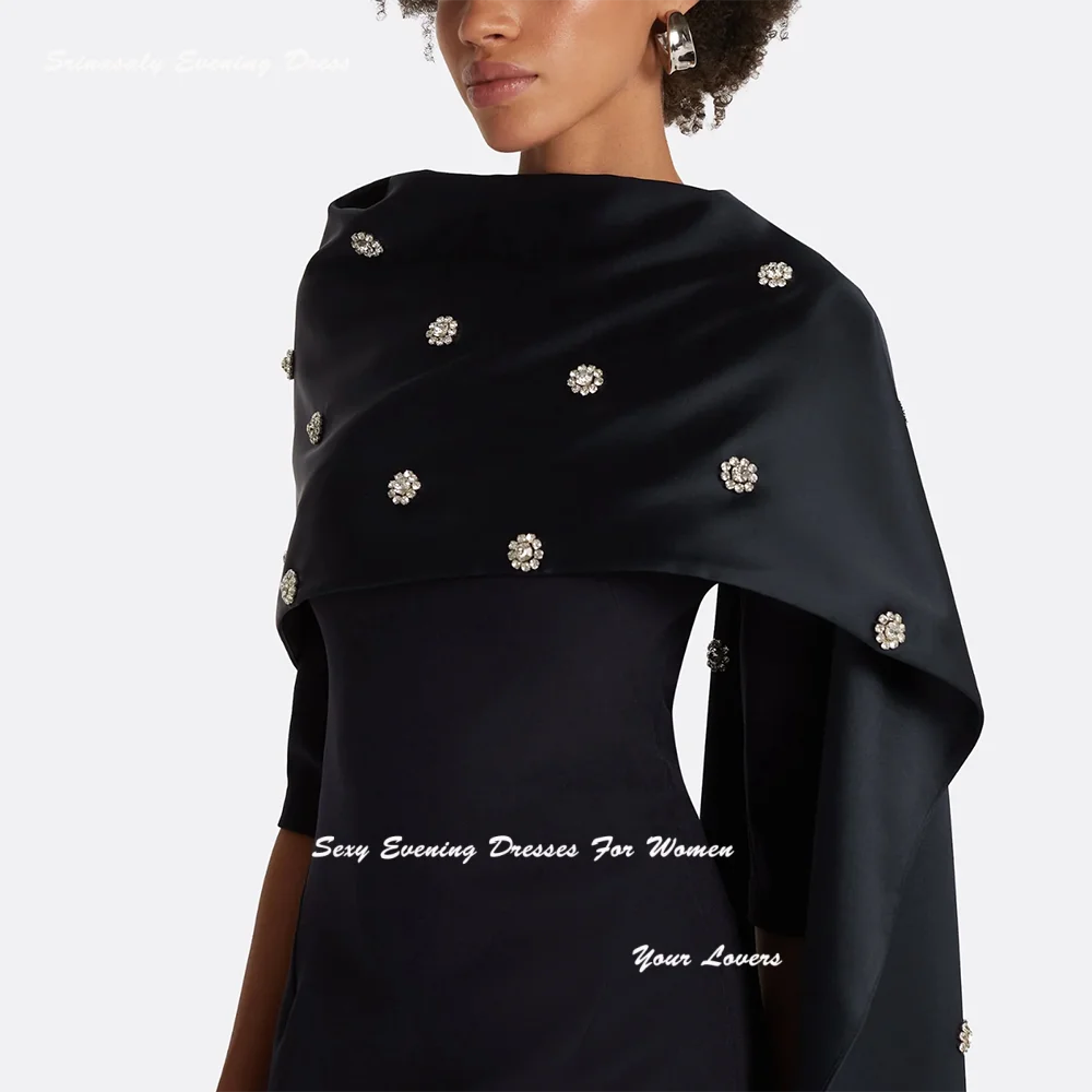 Elastische Crêpe-Abendkleider mit Kristallverzierung, Meerjungfrau, فسات Ferd • Julie Yarım Sleeve Vestidos De Fiesta Formelles Kleid