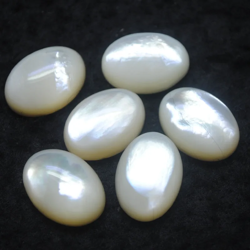 5PCS Natural White Black Shell Cabochons Mother Of Pearl Cabs Oval Shape 13X18MM DIY Jewelry Top Arrivals Good FOR your