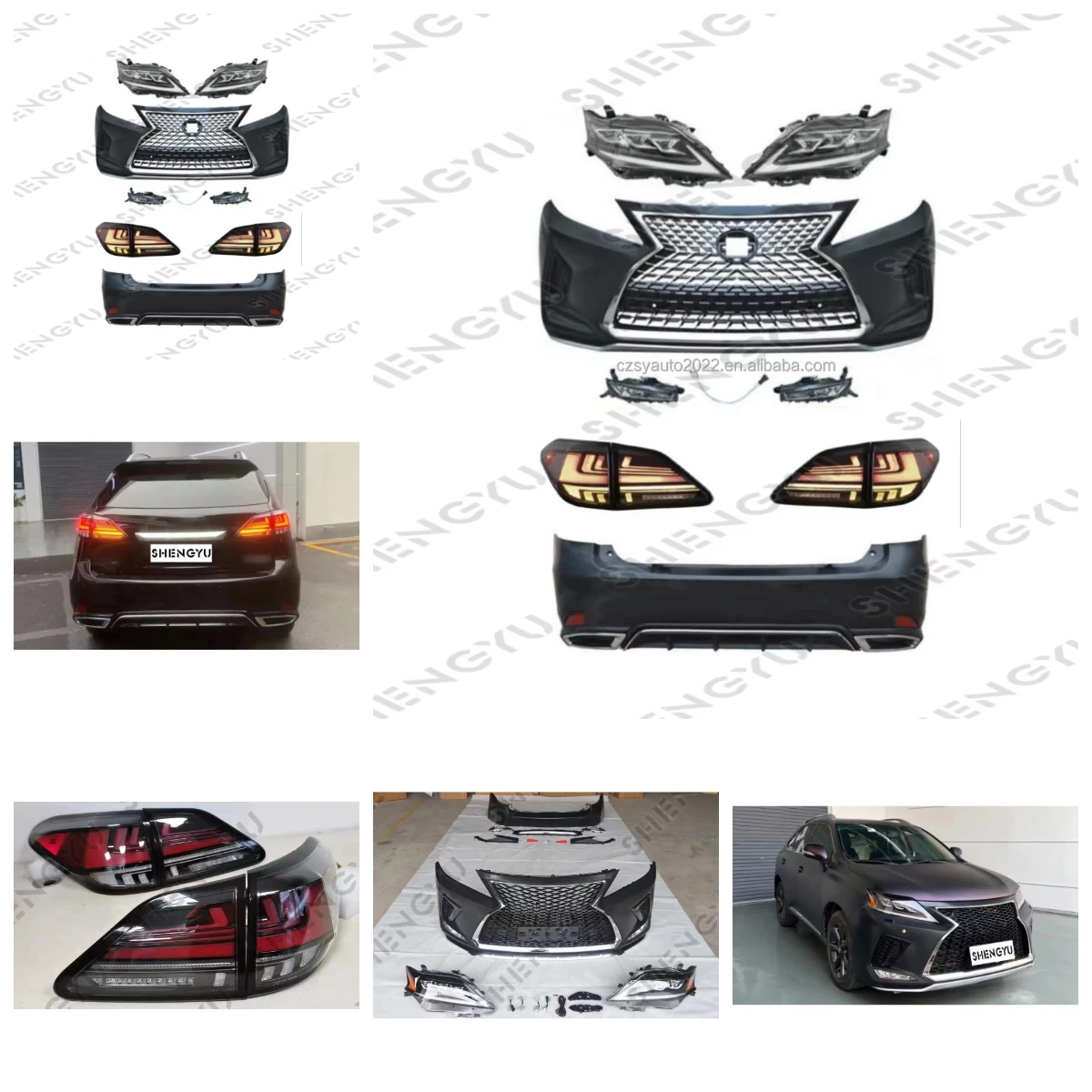 

Auto Body System Include Front Bumper with Grille Rear Bumper Auto Lights for RX350 09-15 Change to 2021