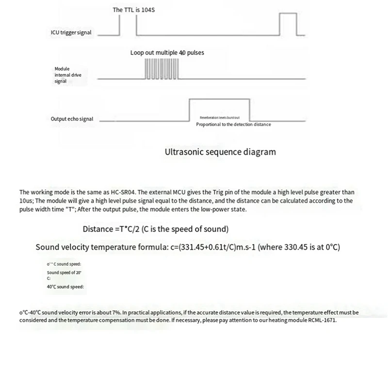 ตัวรับส่งสัญญาณกันน้ำ RCWL-1670 1ชิ้นแยกช่วงอัลตราโซนิคโมดูล2ซม.-400ซม. DC3-5V ระยะทางสำหรับวัดระดับน้ำ