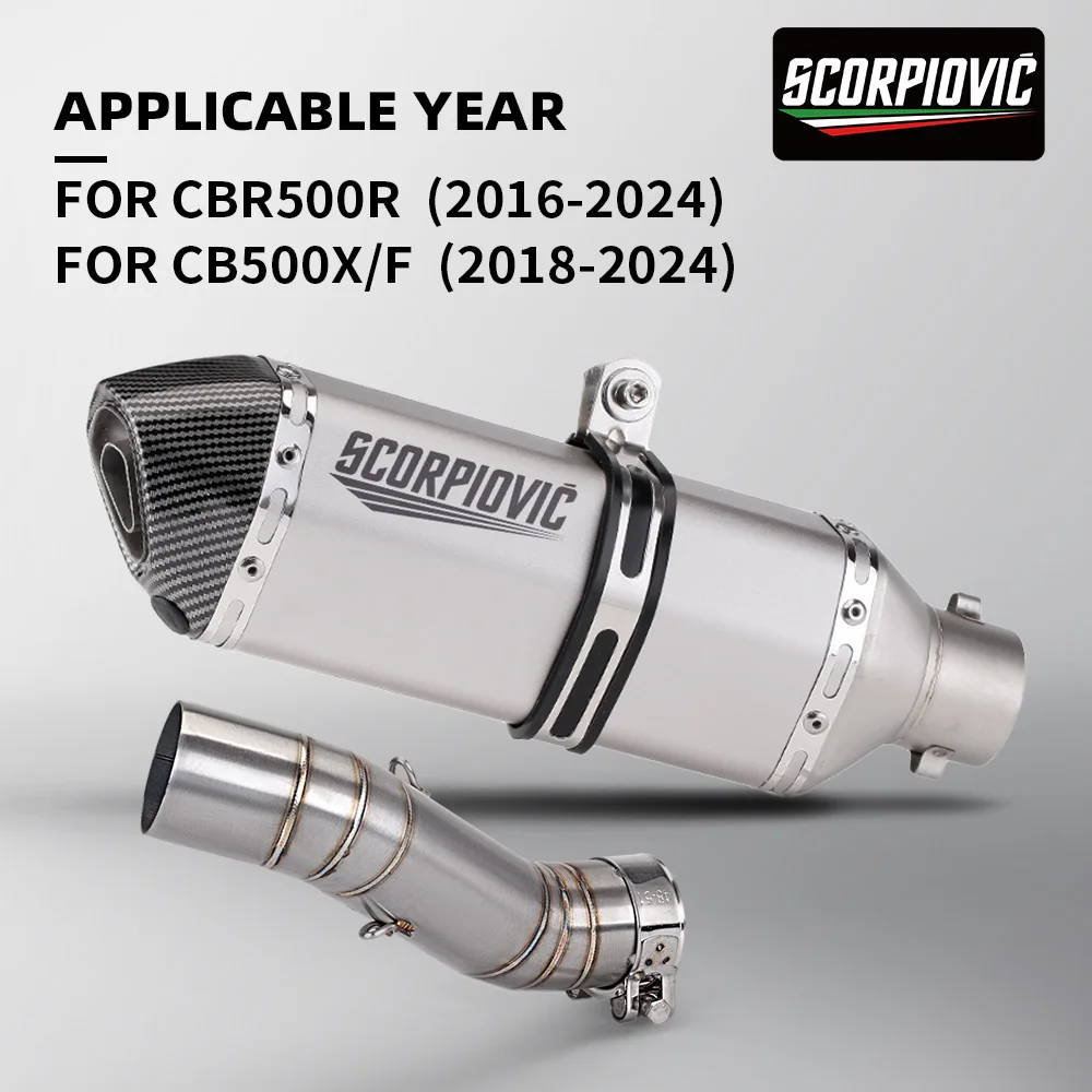 FOR CBR500R(2016-2024) CB500X/F(2018-2024) Motorcycle Exhaust Escape System Modified Muffler 51mm Middle Link Pipe EXHAUST SYSTE