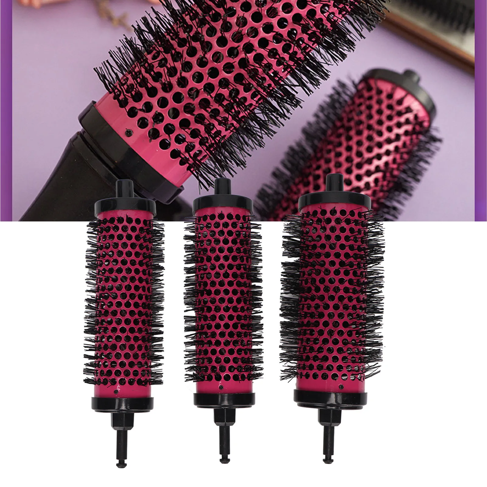 Round Hair Brush Set Detachable Ergonomic Handle Soft Nylon Teeth Round Hair Comb Set Round Hair Brush Round Hair Comb Set