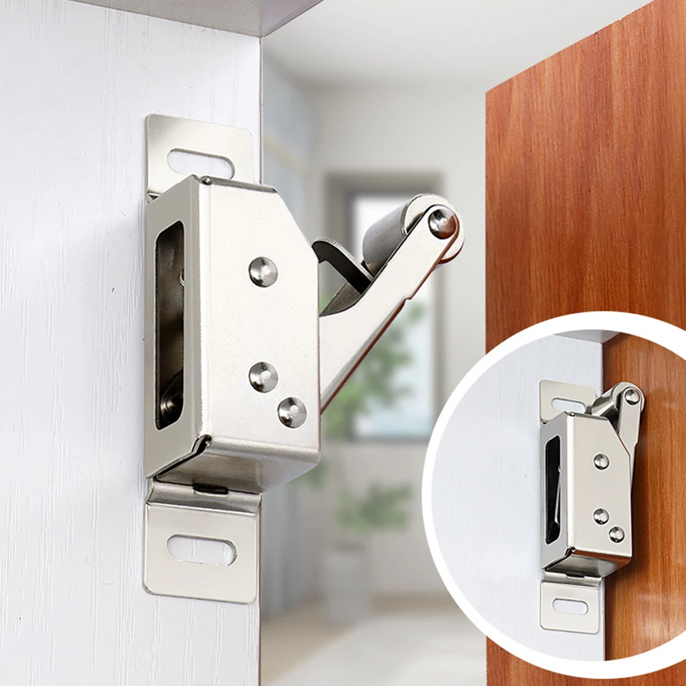 1pc Cabinet Door Lock Push-Type Rebound Self-Locking Device 5x4x3cm Wardrobe Cabinet Door Push Type Rebound Self Locking Device