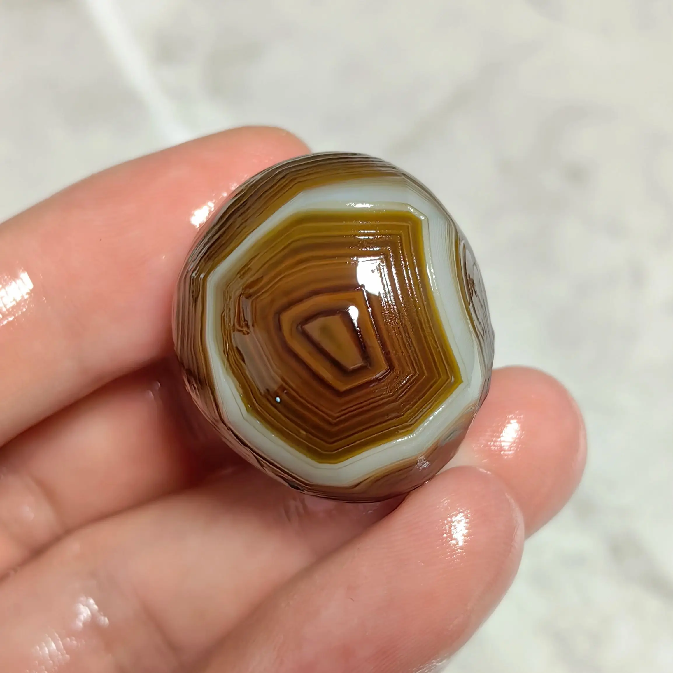 Natural Banded Agate Stone, Unique Flowing Lines & Eye Spots Exotic Wenchuan Collectible Desktop Ornament