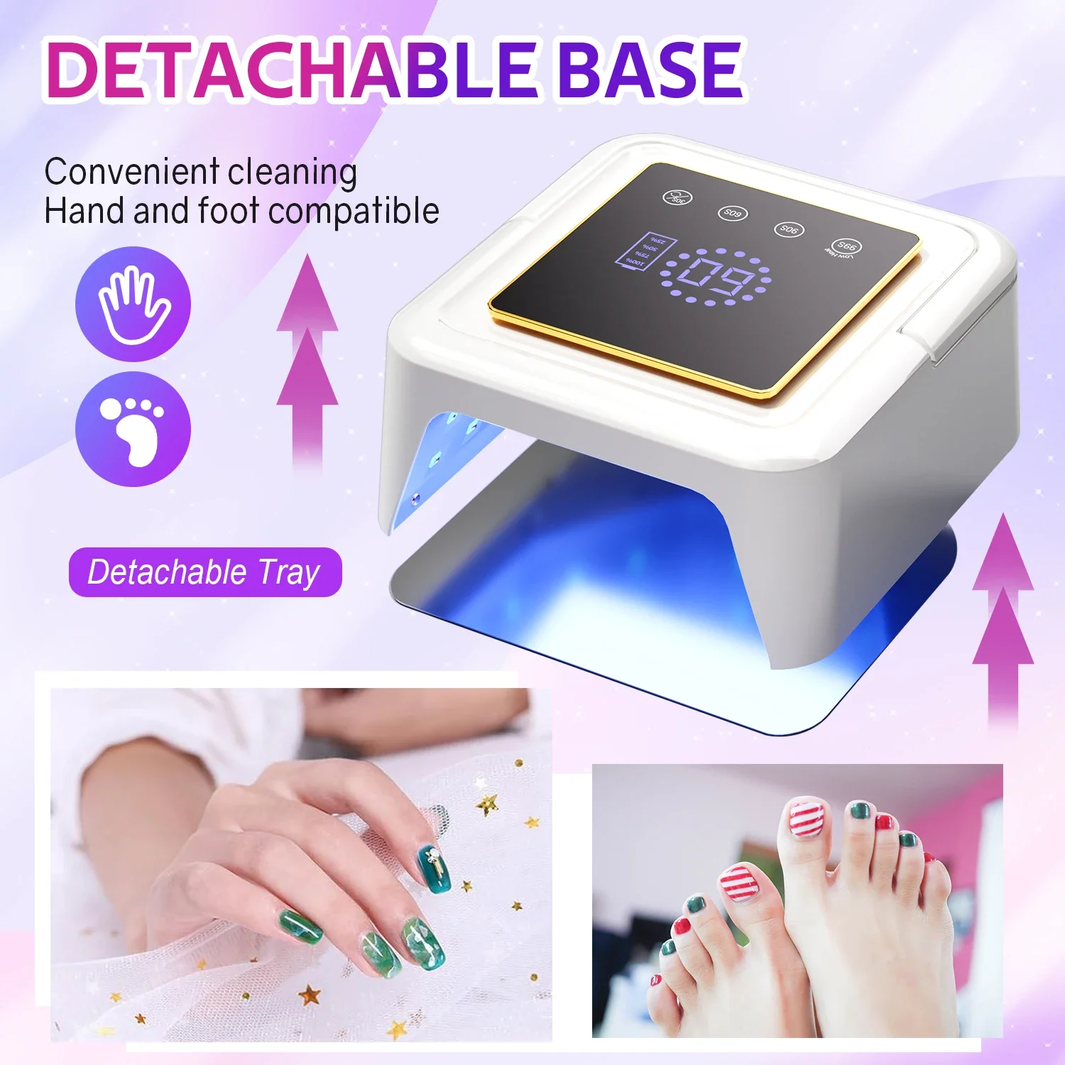 Secador de uñas UV recargable con pantalla de visualización, 36LED, lámpara de secado de uñas inalámbrica profesional para secar todos los esmaltes de Gel de uñas