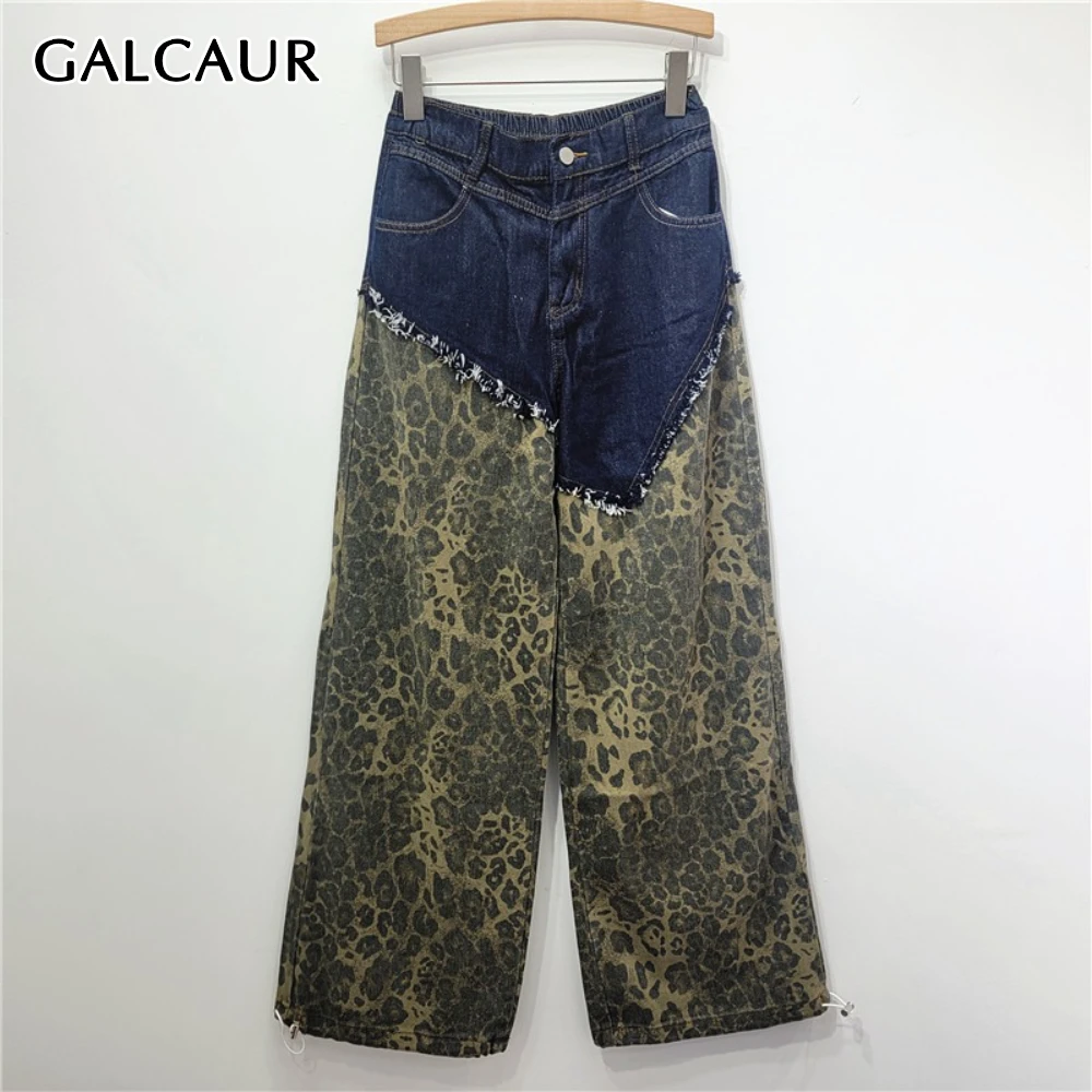 

GALCAUR Hit Color Spliced Button Basics Trousers Female High Waist Loose American Retro Women's Pants Fashion Summer Style New
