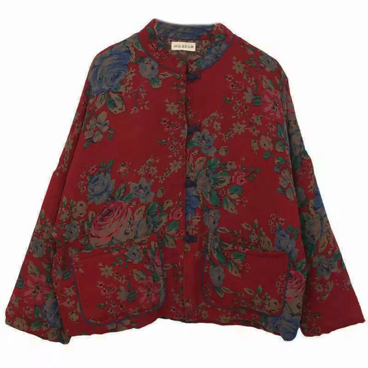 

Women Lighweight Flower Printed Cotton Padded Short Coats Chinese Tang Suit Style Morning Exercise Tai Chi Soft Quilted Jackets