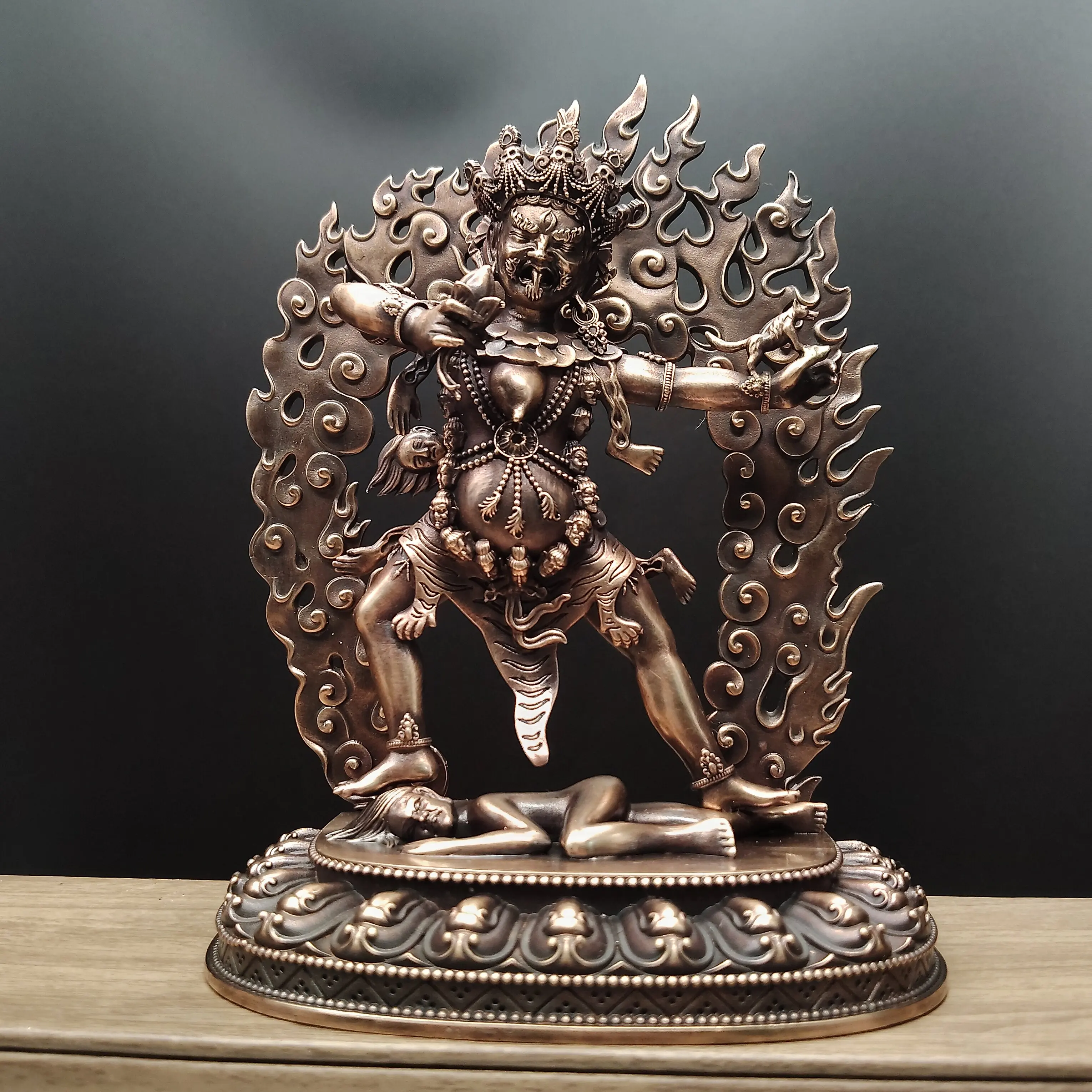 Nepal Handmade Copper Ekajati Goddess Statue 15cm Home Portable Blessing Career Protection
