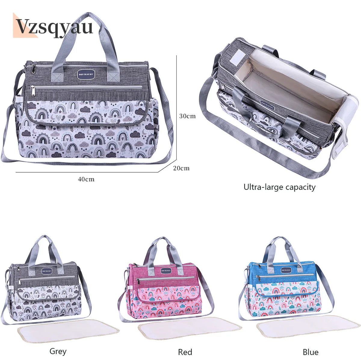 Satchel Diaper Bag for Pregnant Women When Going Out Printed Shoulder Mommy Bag Large-Capacity Cross-Body Mother and Baby Bag