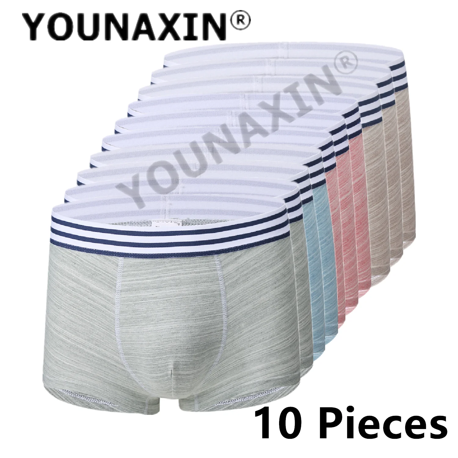 YOUNAXIN 10 Pieces Cotton Boxers Briefs for Men Panties Boys Undies Underwear Breathable Underpants Trunks