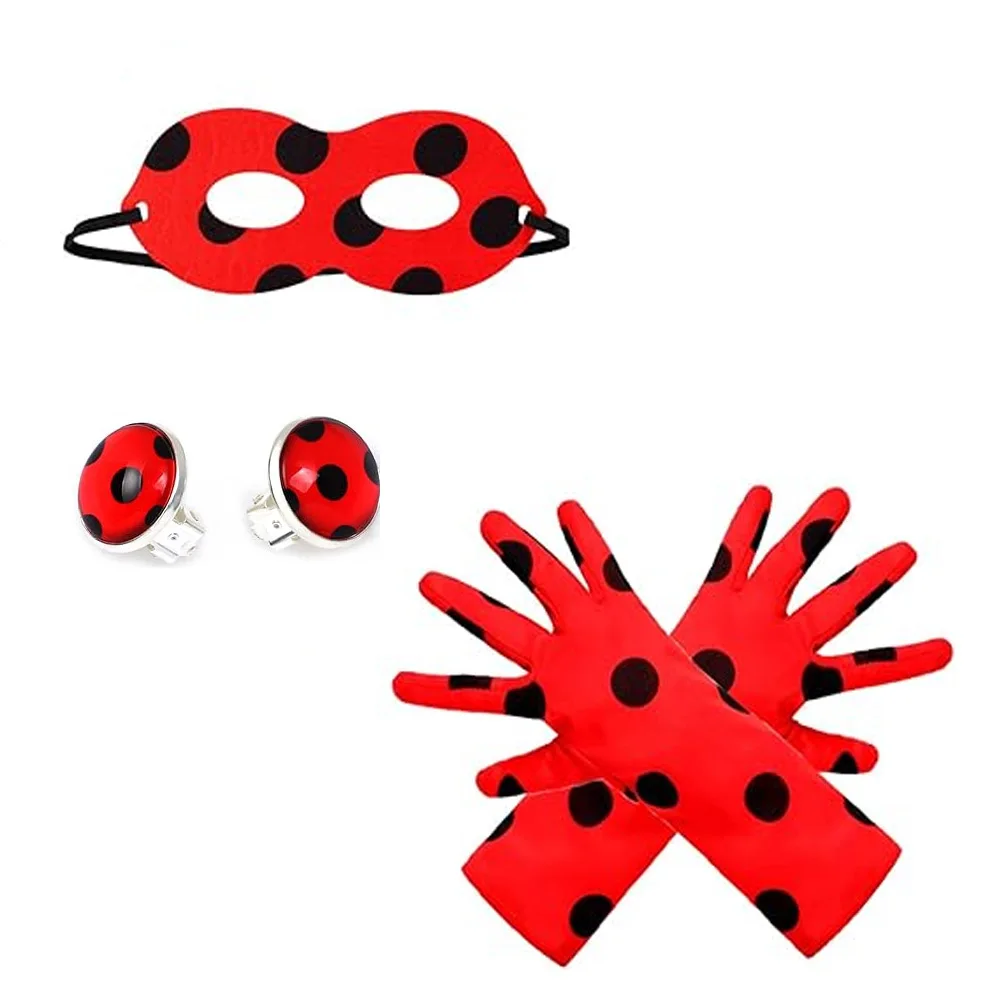 Ladybird de dibujos animados, diadema bonita, alas y máscaras de mariquita, accesorios de disfraz para niñas y niños, vestido de Halloween