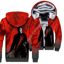 Halloween Horror Terror Cosplay Michael Myers Vintage 3DPrint Windbreaker Unisex Autumn Winter Warm Coat Fleece Jacket Hoodies J