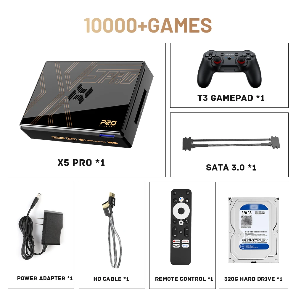 Kinhank Super Console X5 PRO Retro Video Game Consoles Plug and Play 4T with 16000 Games for PS2/WII/SS/DC/N64 Android 12 TV Box