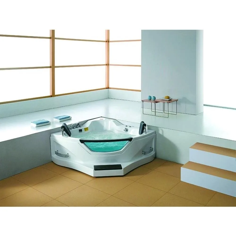 Corner Whirlpool Bathtub, Triangular Glass Spa Pool, 59 Inches Long X 59 Inches Wide X 25 Inches High Bathtubs & Whirlpools