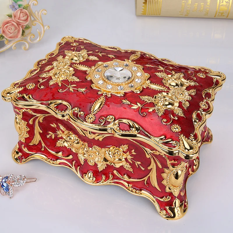 European retro jewelry box double-layer high-end metal princess multi-layer storage