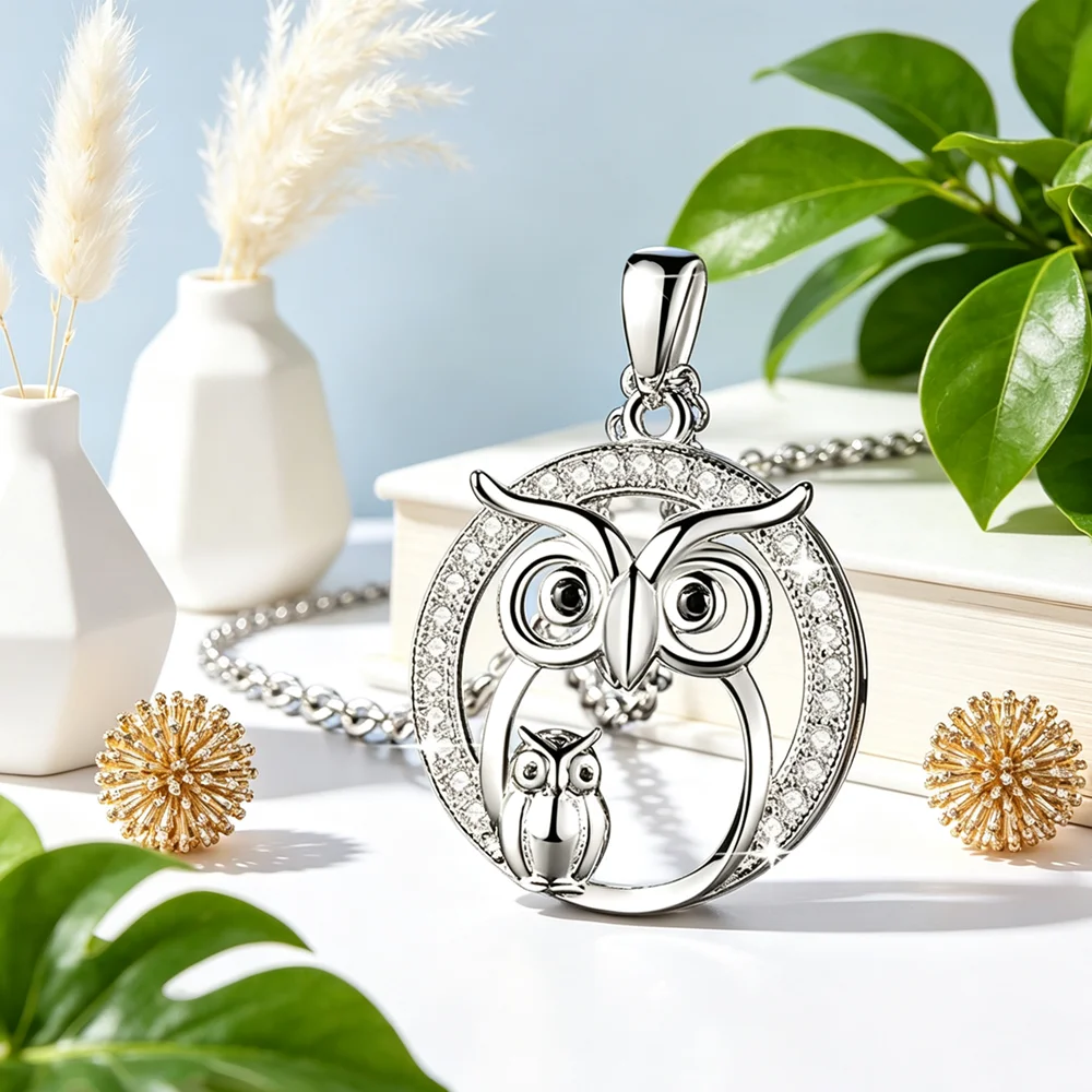 Fast Shipping Women Girls 925 Sterling Silver Color AAAA Cubic Zirconia Pendant Owl Necklaces Nighthawk Necklace Top Sale