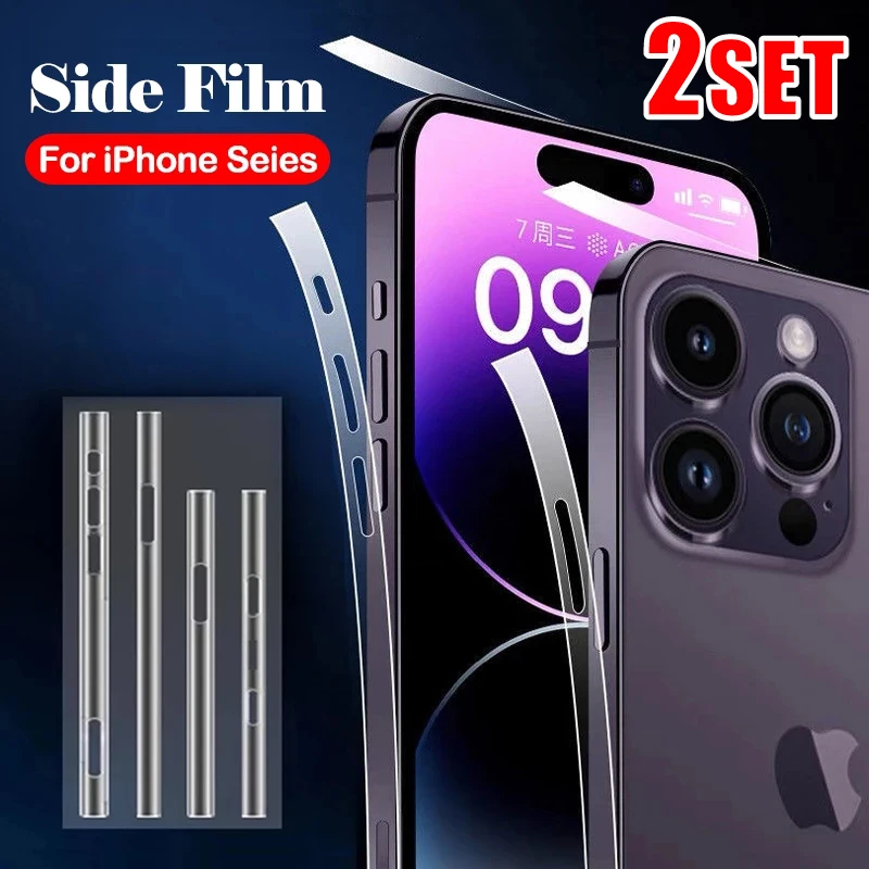 Hydrogel Side Protective Film For iPhone 15 Plus 14 Pro Max Border Film Frame Phone Anti-Scratch Border Sticker for 12 13 mini