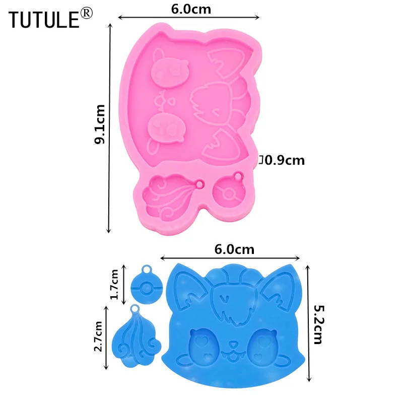 Shiny cat keychain Polymer Clay mold Silicone epoxy resin kawaii Silicone mold Cute Anime Fondant Chocolate Mold