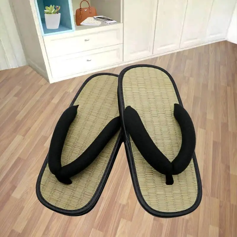Japanese Geta Straw Plaited Article Man Flip Flops Summer Slippers Clip Slipper Sandals Open Toe Japanese Thick Bottom Slipper