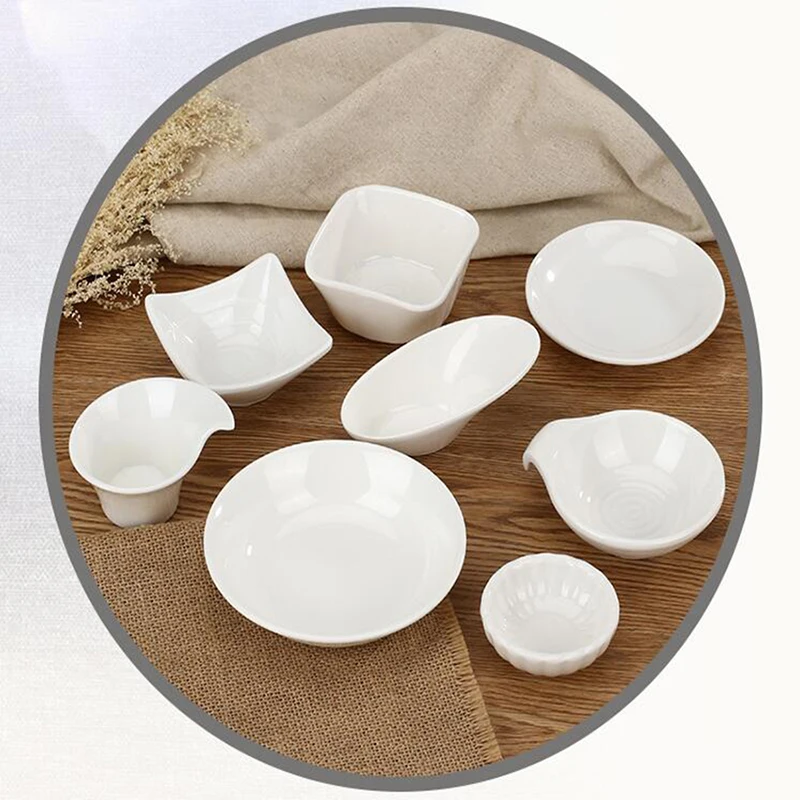 1pc White Plastic Sauce Dishes Food Dipping Bowls Break-resistant Seasoning Dish Saucer Appetizer Plates