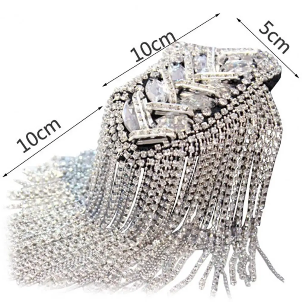 Shoulder Brooch Tassels Rhinestones Jewelry Handmade Shiny Epaulet Clothes Decor Jewelry Tassel Rhinestones Shoulder Brooches