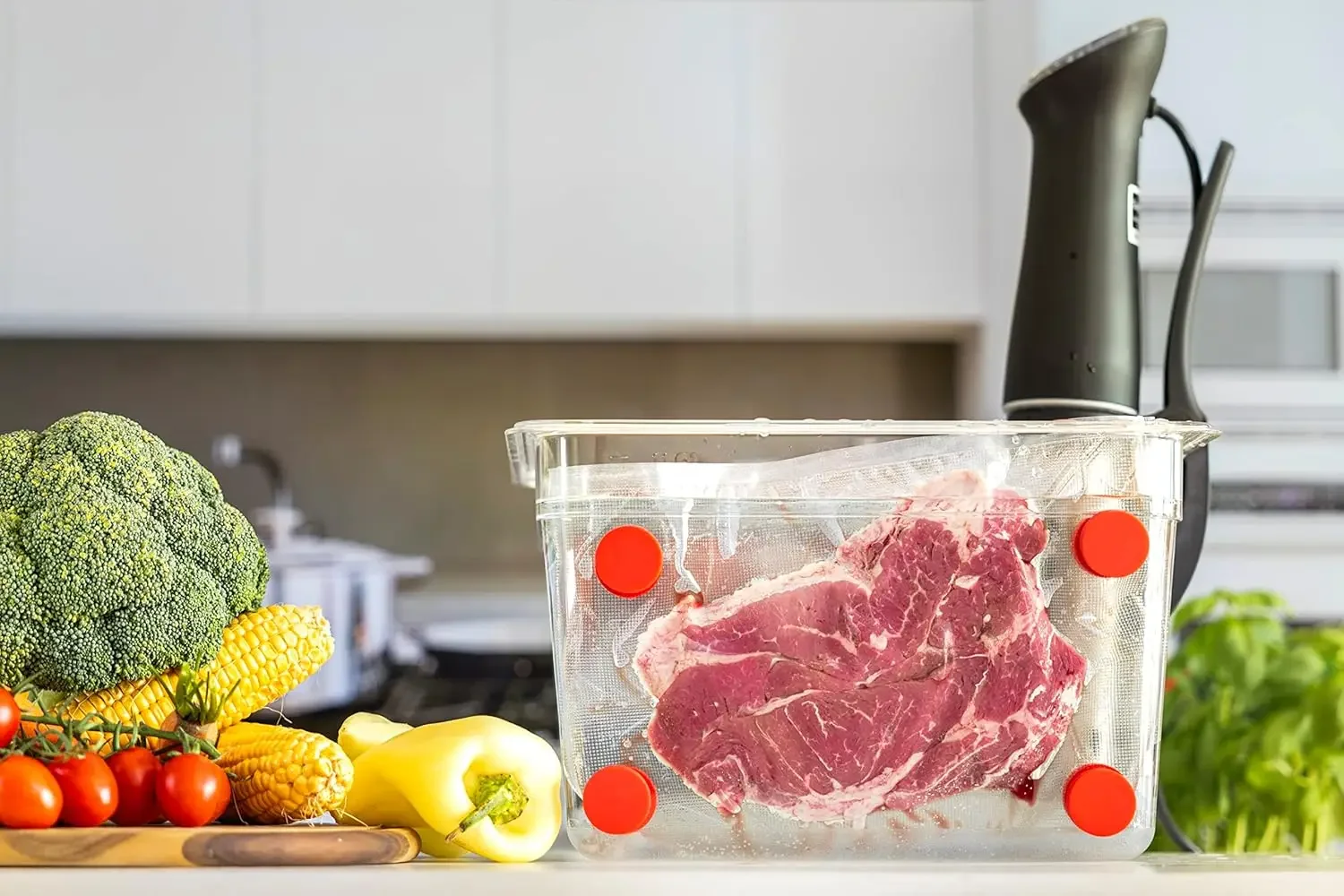 

8PCS Sous Vide Weights with Red Magnets - Keep Food Bags Fully Submerged for Perfect Low-Temperature Cooking - Anti-Float Slow