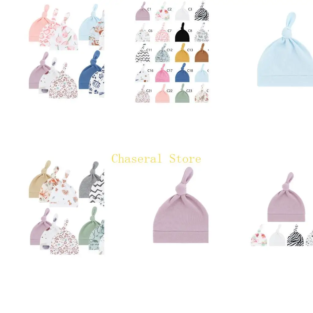 

E7CE Stretchy Newborns Fetal Caps Breathable Brimless Design for Kids 0 to 24 Month