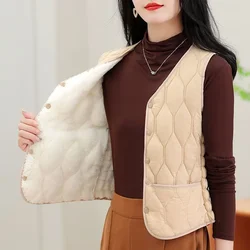 Autumn New Down Cotton Solid Color V-neck Sleeveless Vest With Lightweight Warm And Slim Fit Comfortable Versatile Base Vests