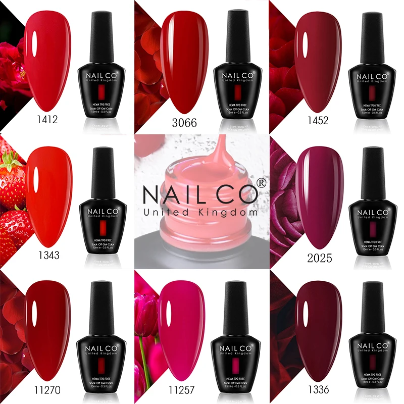 NAILCO Wine Red Color Series Gel Nail Polish Long Lasting For Manicure Semi Permanent Base Top Coat Nail Art UV LED Gel Varnish