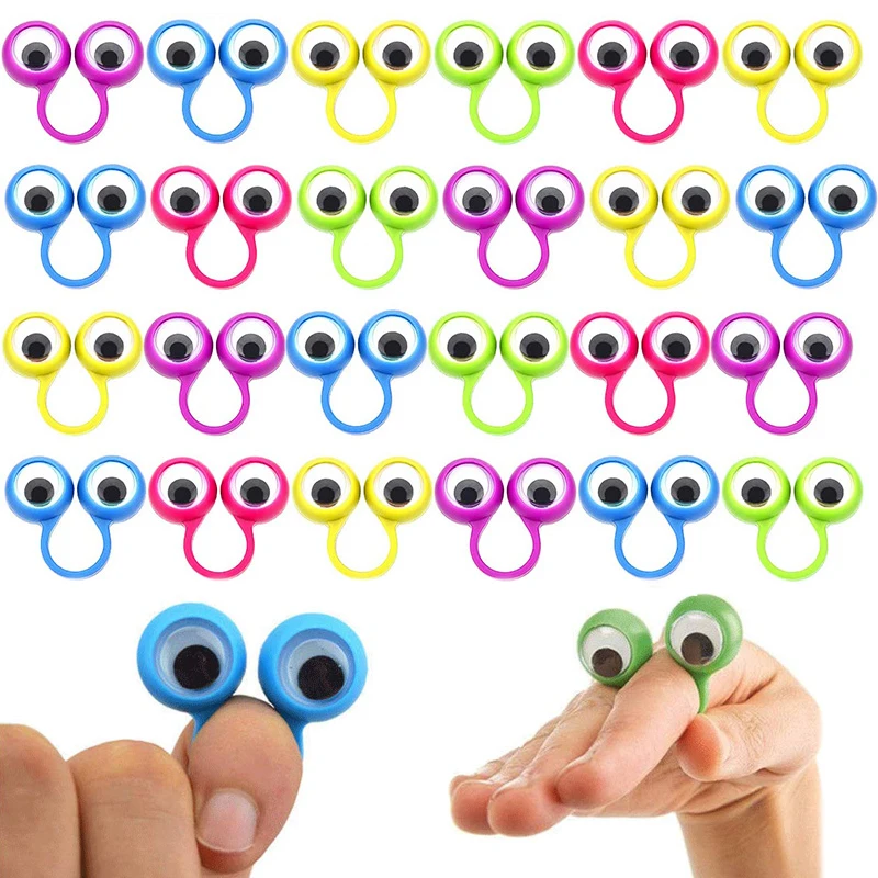 20pcs/bag Finger Puppets Rings Puppets Wiggly Eyeball Toy for Kids Birthday Party Favors Classroom Prizes Christmas Gift Pinata