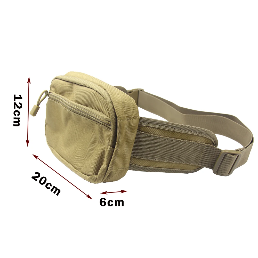 Bolsa de cintura multifuncional para atividades ao ar livre, dobrável, com vários bolsos, ajustável, para caça, camping e corrida.