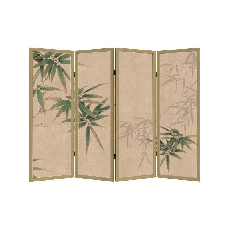 

New Chinese retro screen partition living room office mobile folding porch cover solid wood bamboo hotel folding screen