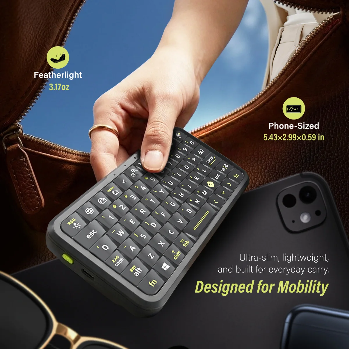 Tri Mode Mini Keyboard Air Mouse Gyroscope Voice Search 7 Color Lighting Keypad For Smart TV Laptop Tablet Phone Game Console