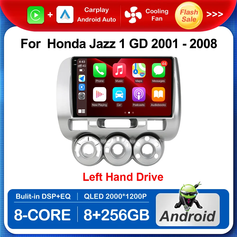 

9 inch QLED IPS Screen Android OS Car Multimedia Radio Player for Honda Jazz 1 GD 2001 - 2008 Wireless Carplay GPS Navi WiFi