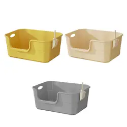 Open Litter Box Splashproof Cat Bedpan Cat Litter Container Cat Sandbox Heighten Kitten Toilet Kitty Litter Pan for Rabbit