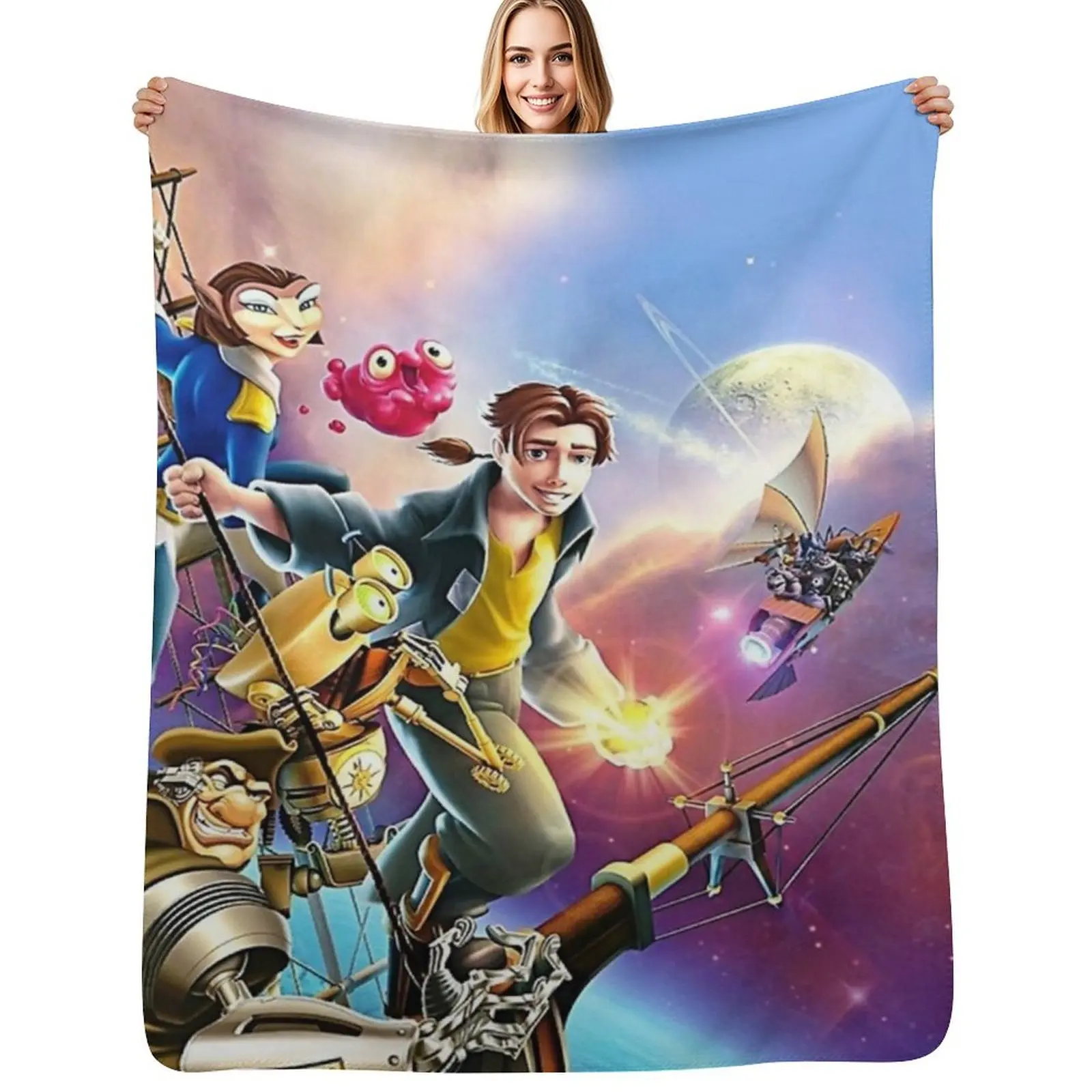 Colorful treasure planet Throw Blanket No Pilling Soft Warm Blanket for Bed