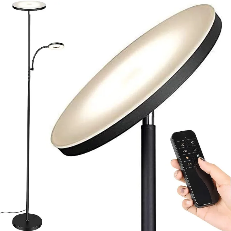 Floor Lamp,Upgraded 42W 3700LM Super Bright LED Torchiere Living Room Lamp with Adjustable Reading Light,Dimmable