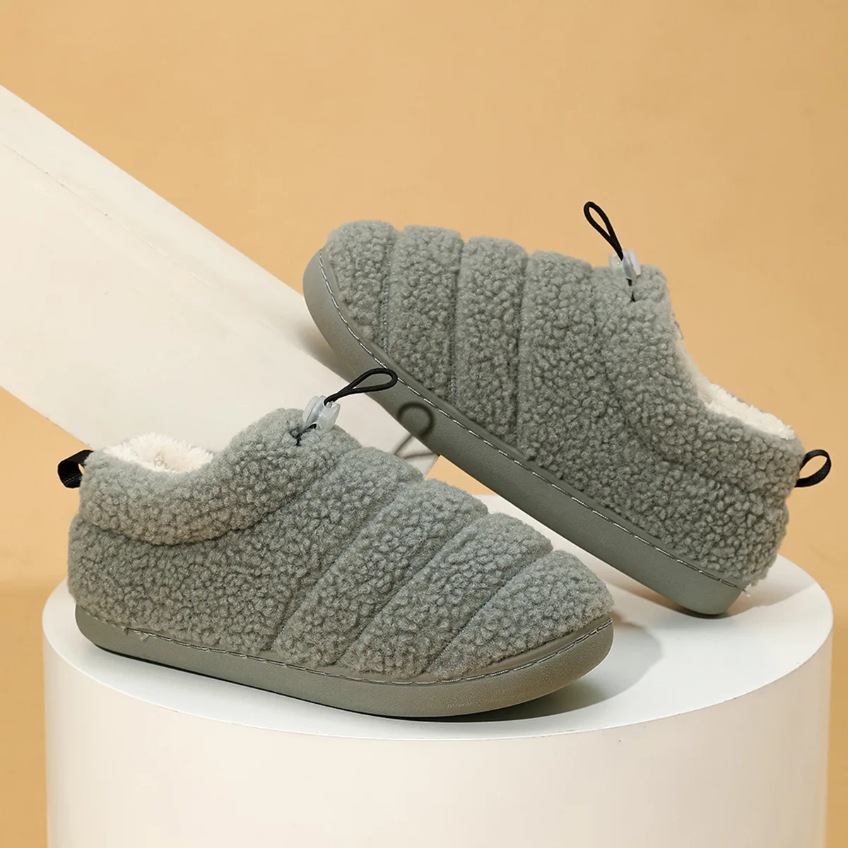 2024 Winter Warm Shoes For Woman Men Soft Plush Anti-slip Couples Indoor Home Floor Slippers Solid Color Mum Dad Footwear