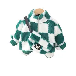 Children Baby Boy Girls Plush Jacket Clothes Winter Keep Warm Shoulder Bags Coat Outerwear Fashion Kids Toddler Casual Clothing