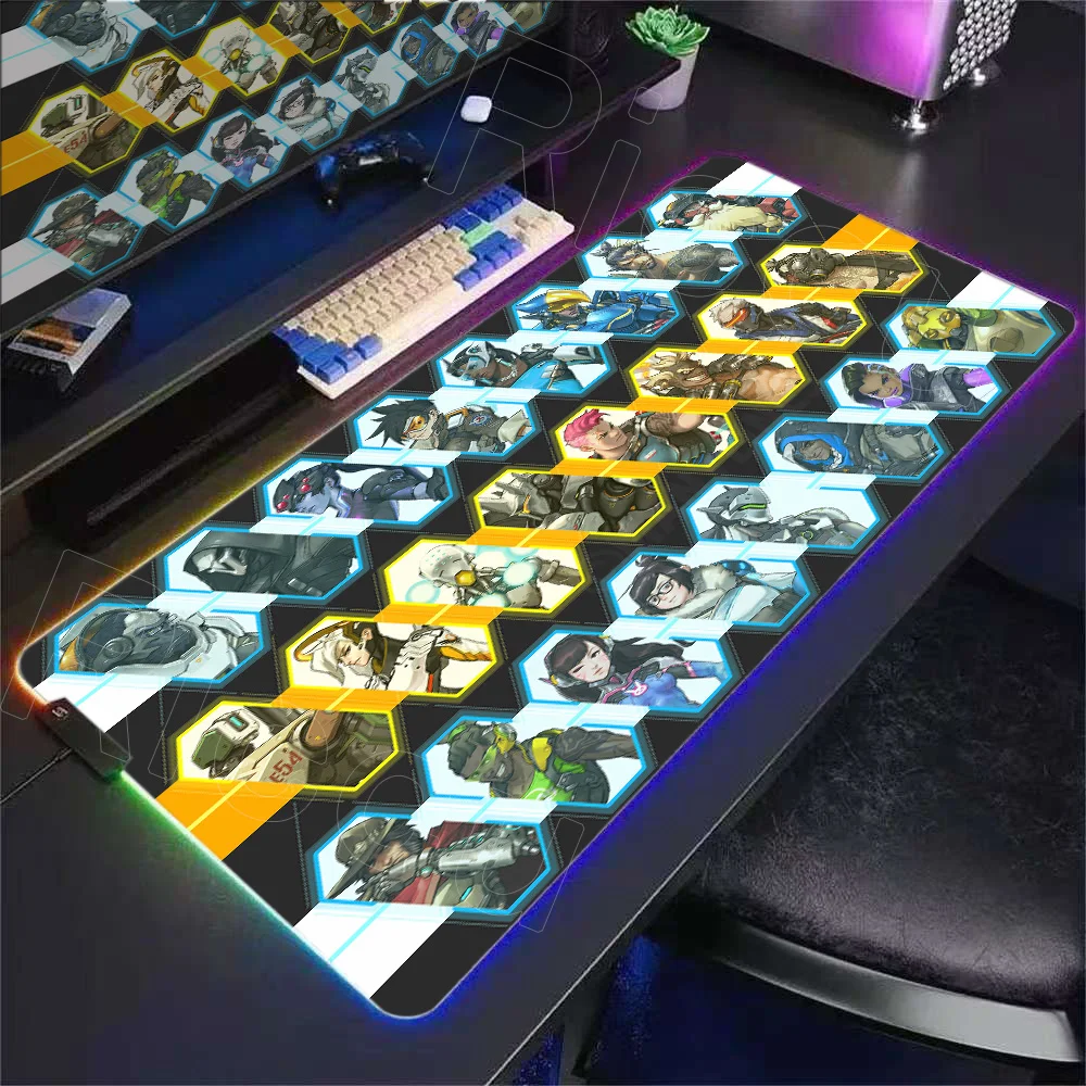 

RGB Desk Mat Mousepad Game-Overwatch-2-OW Gaming Office Table Large Computer Non-slip Lockedge Mouse Pad HD Print PC Accessories