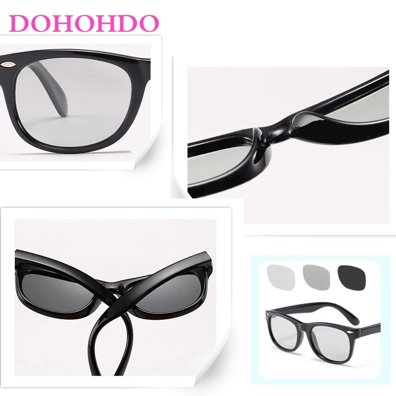 DOHOHDO Kids Children Photochromic Sunglasses Boys Girls Coating Mirror Soft Safe Polarized  Sun Glass 2023 Brand Designer UV400