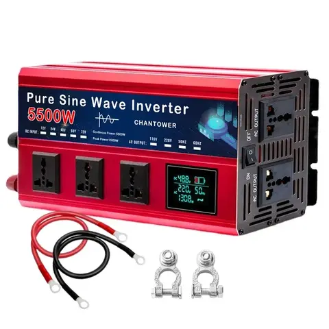 5500W 5000W 4000W Pure Sine Wave Inverter DC 12v To AC 110v/220v Voltage Converter Car Solar Power Inverter