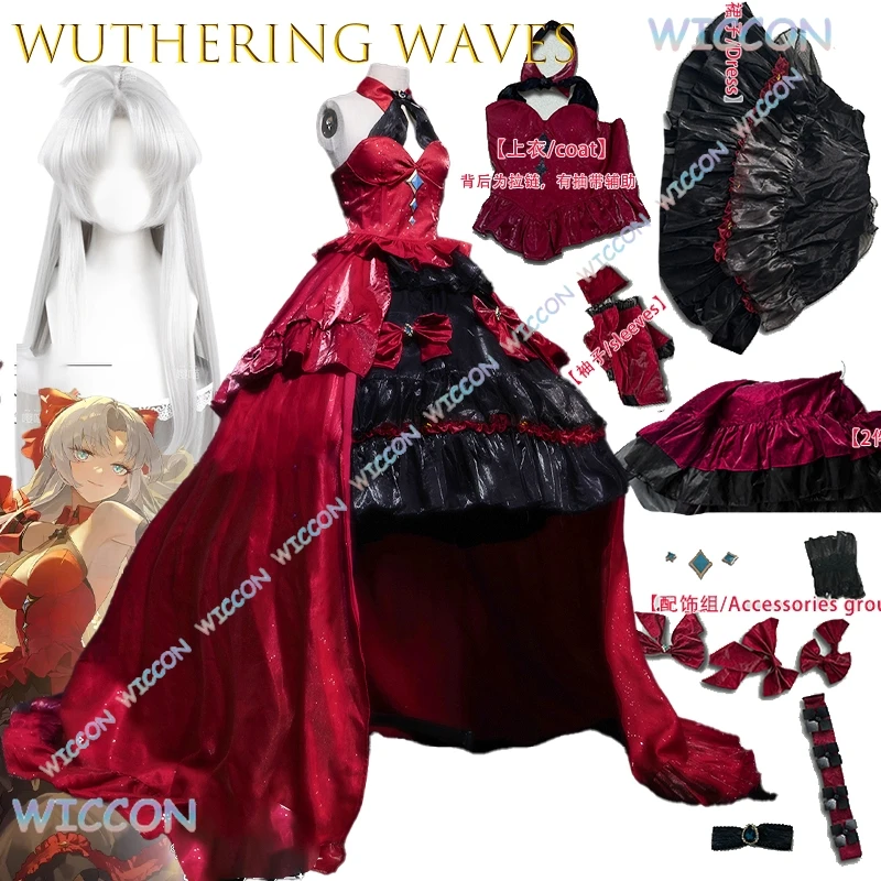 

Bestnify@Wuthering Waves CARLOTTA Red Ball Gown Cosplay Elegant Princess Dress Evening Party Costume Lolita Halloween kawaii Chr