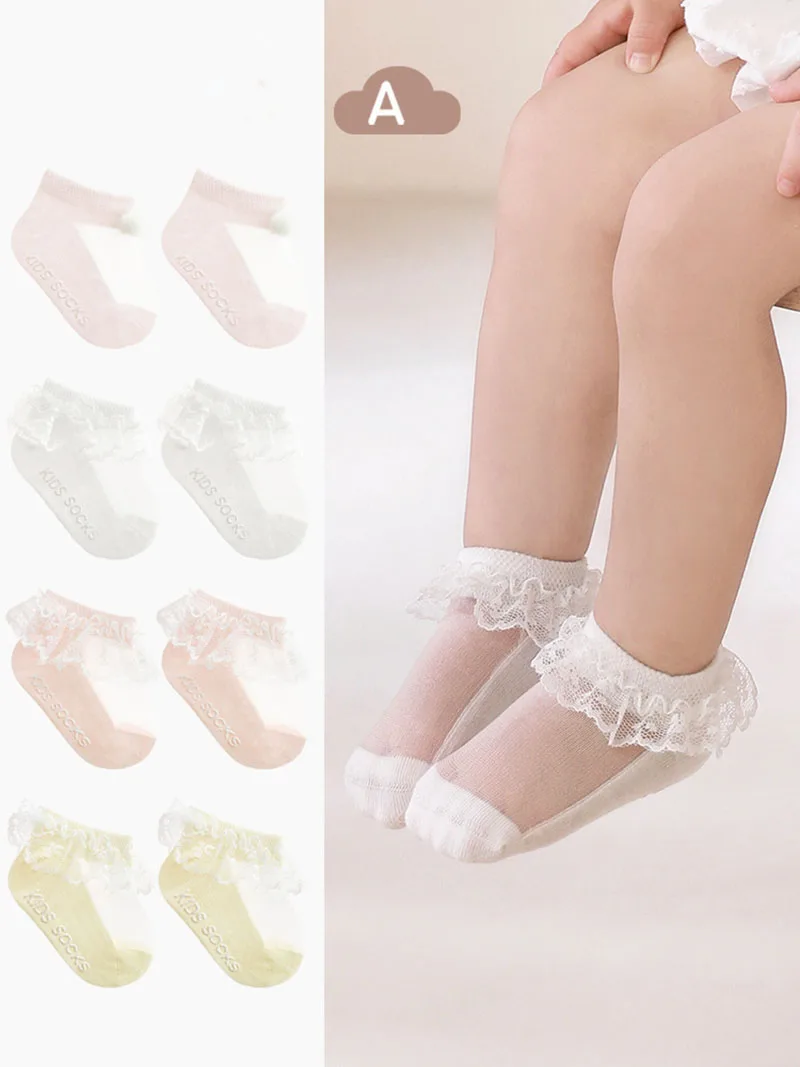 

3 Pairs/Lot MILANCEL New Summer Kids Thin Boneless Loose Socks Baby Breathable Lace Bow Ankle Sock