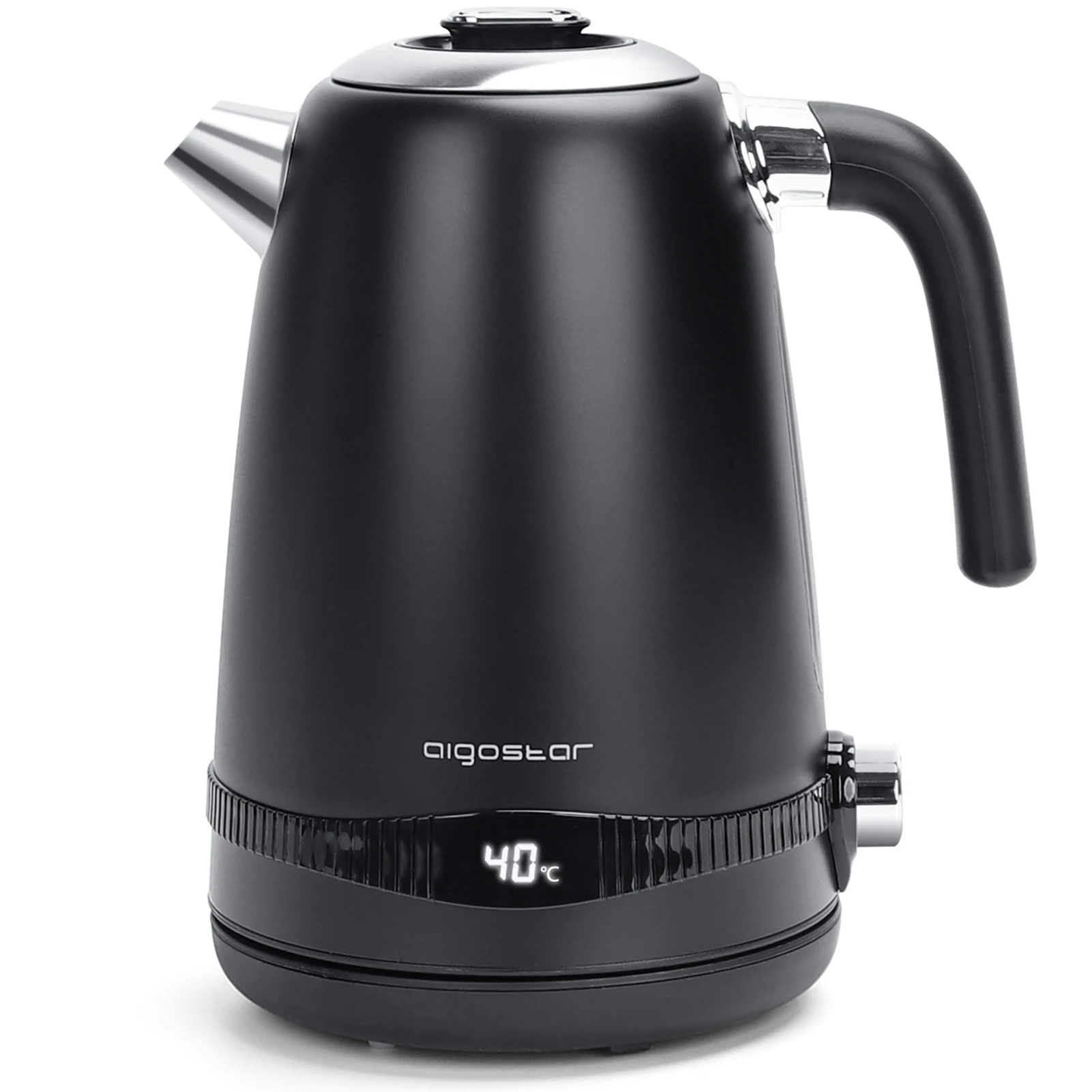 غلاية كهربائية ايجوستار 2200 وات 1.7 لتر من الفولاذ المقاوم للصدأ درجة حرارة قابلة للتعديل. أسود