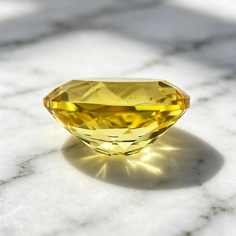 Hochwertiger Laborgezüchteter Saphir in Ovaler Form, Gelbe Farbe, Edelstein für Charms, Schmuck, Ringe, Ohrringe, Herstellung mit Wählbarem Zertifikat – Detail 5