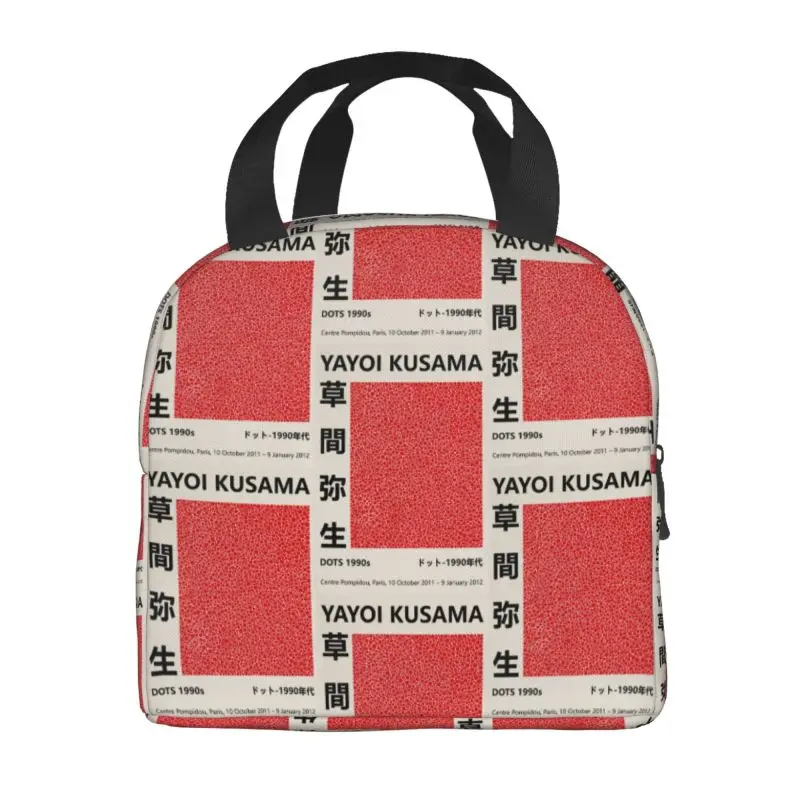 Custom Dots Red Yayoi Kusama Lunch Bag Men Women Abstract Painting Cooler Warm Insulated Lunch Boxes for Kids School Children