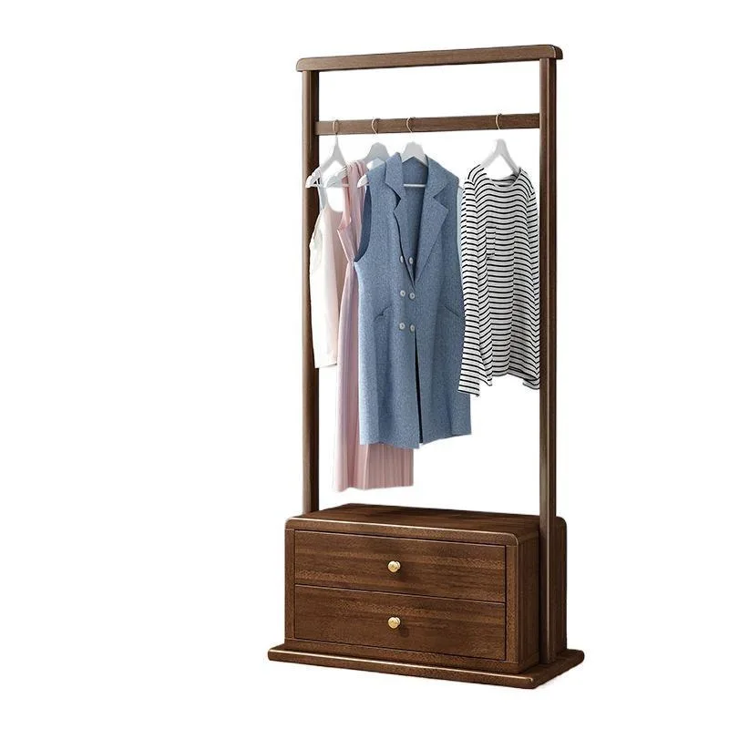 Solid wood coat rack floor-to-ceiling bedroom room Chinese minimalist movable modern multi-functional hanger storage integrated