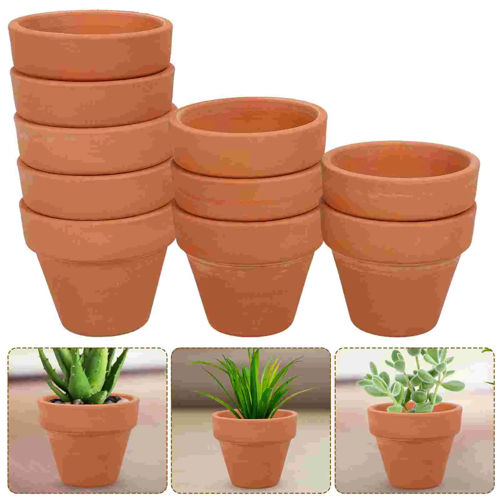 

10 Pcs Decorate Succulent Flower Pot Office Air Clay Terracotta Ceramics Plants Pots