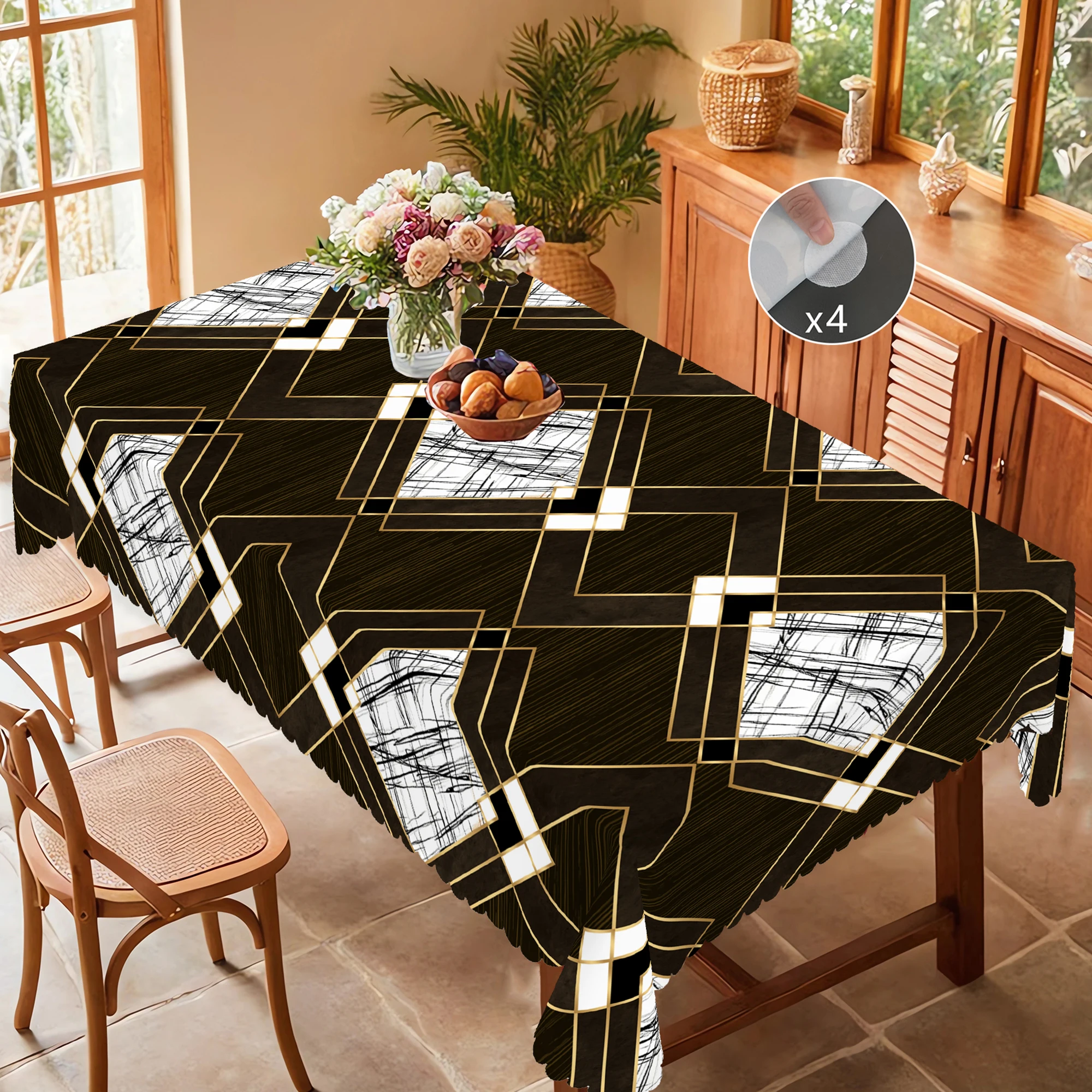 Цельная скатерть с геометрическим узором, геометрический полосатый узор в стиле ретро в сельской фермерском доме, доступны в различных размерах, пикники в праздничном стиле, идеальные подарки для украшения вечеринок и подарков для друзей, скатерти для кухонных аксессуаров, террасы в помещении и на открытом воздухе